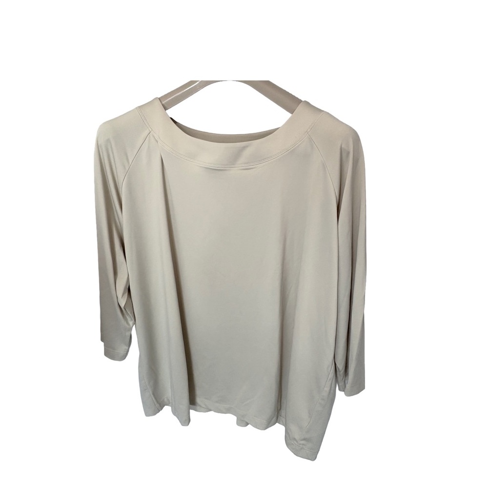 Susan Graver Style Women's Sz 3X Ivory Cream Tunic Top Blouse  3/4 sleeves. 